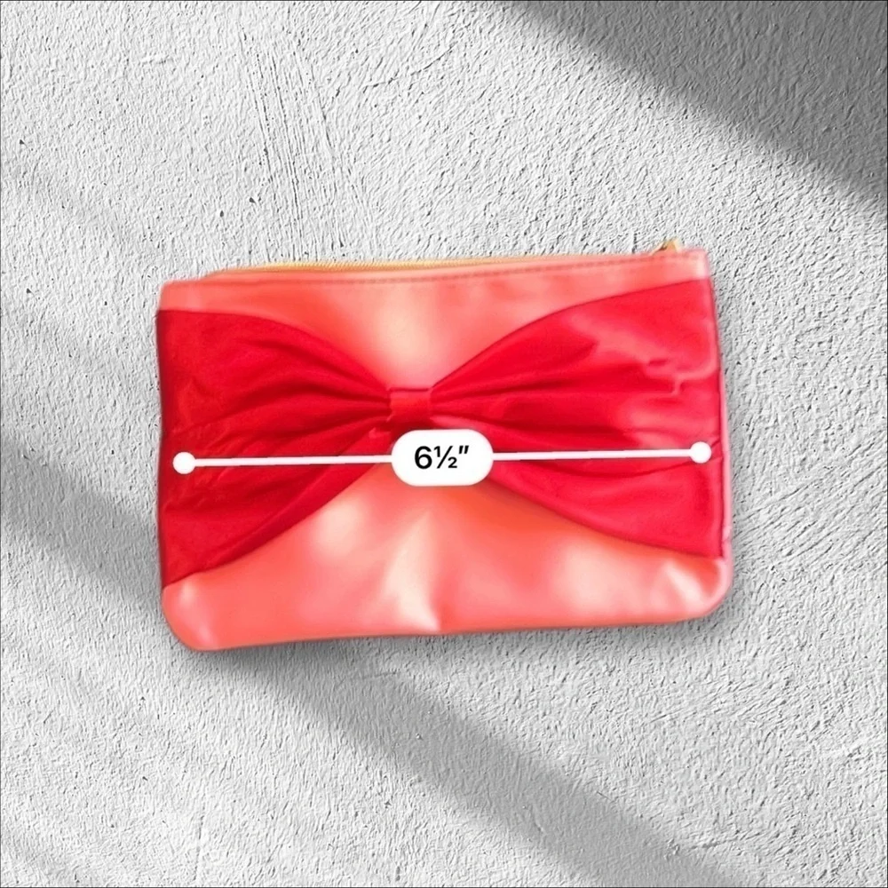 Ipsy elegant red bow and pink color make up bag December 2024 zipper New